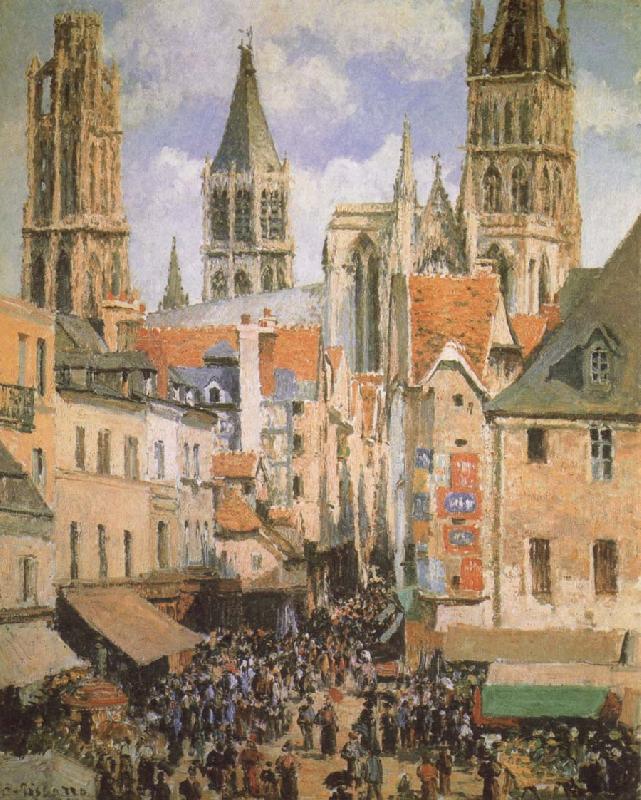 Camille Pissarro The Old Market-Place in Rouen and the Rue de I-Epicerie